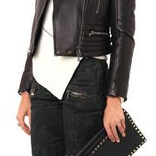Women Black Lambskin Quilted Leather Biker Jacket